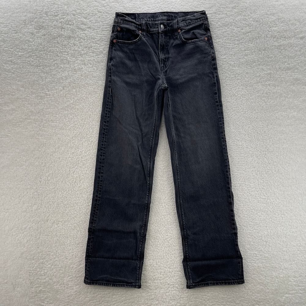 American Eagle Jeans Women 6 Black Stovepipe Dark Wash High Rise Boho Y2K Preppy
